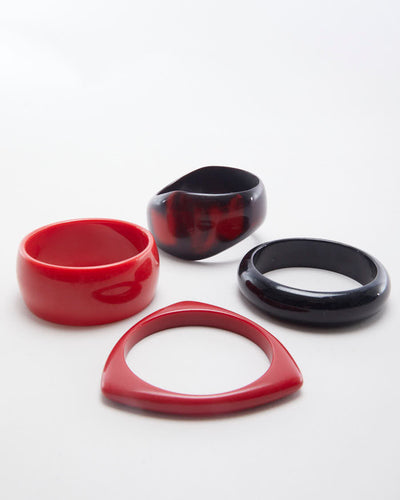 Y2K Red and Black Set of 4 Bangles
