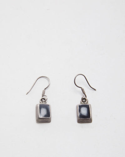 Vintage Silver Stone Earrings