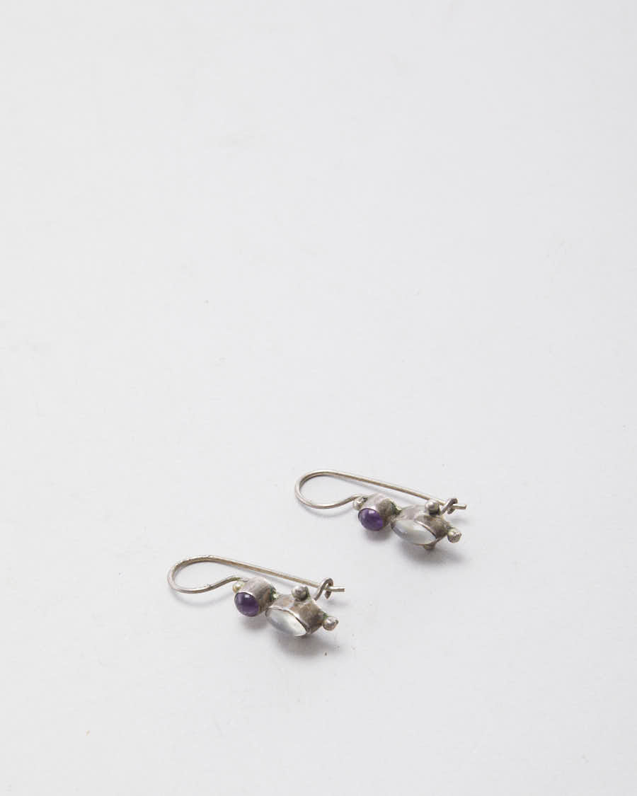 Vintage Silver Stone Earrings