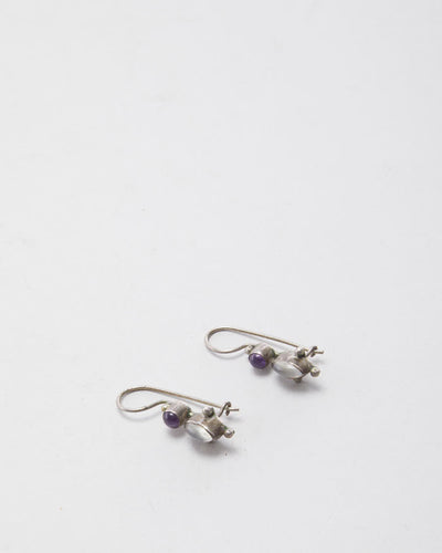 Vintage Silver Stone Earrings