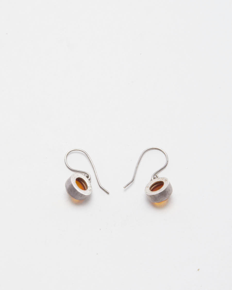 Silver Amber Earrings