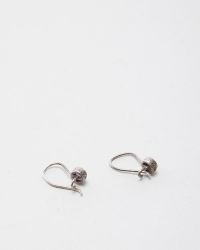 Silver Purple Stoned Earrings