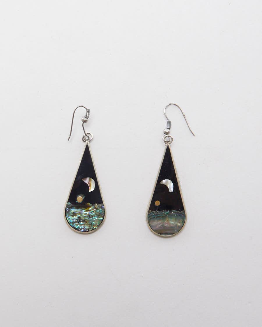 Sea Opal Silver Earrings