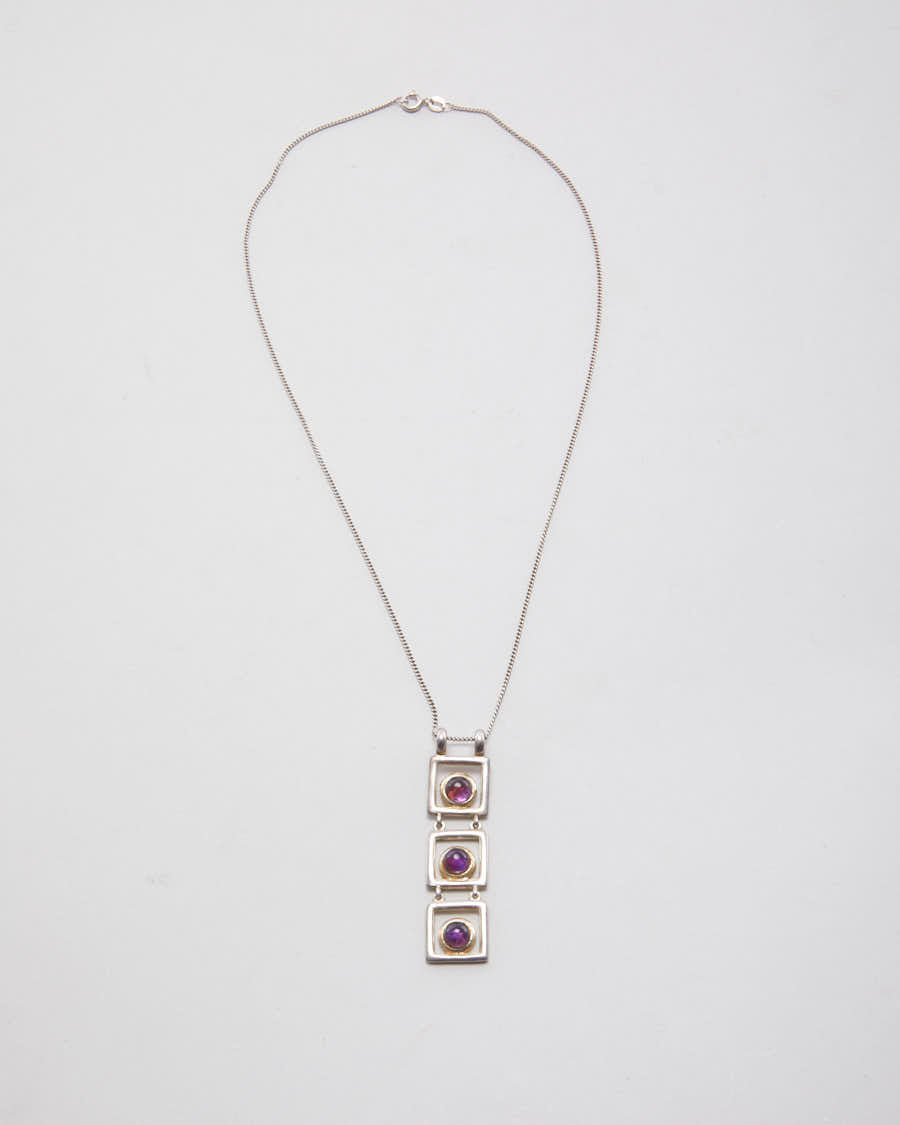 Vintage 925 Silver Tiered Pendant Necklace