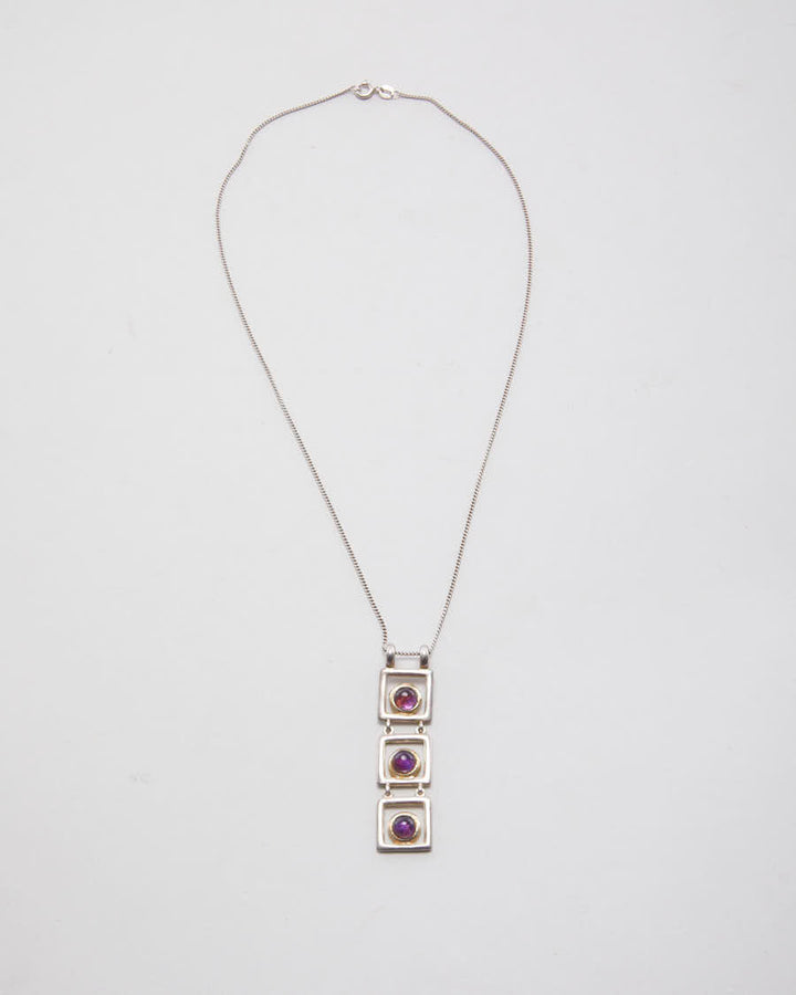 Vintage 925 Silver Tiered Pendant Necklace