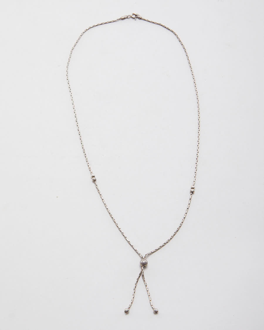 Vintage 925 Silver Beaded Tassel Necklace