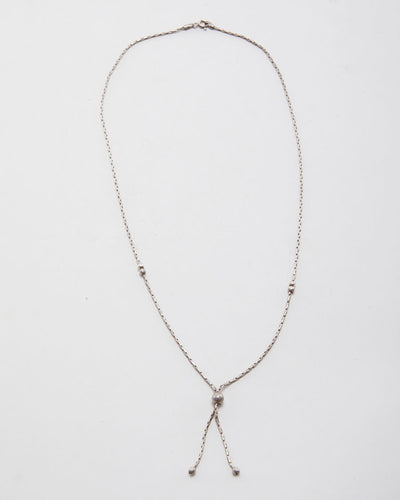 Vintage 925 Silver Beaded Tassel Necklace