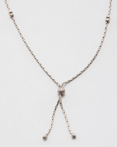 Vintage 925 Silver Beaded Tassel Necklace