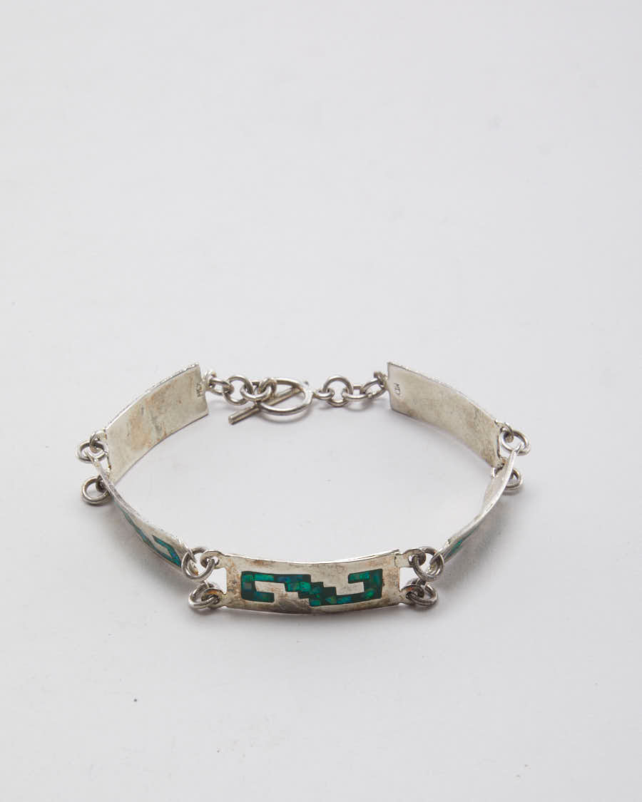 Vintage Aztec Opal Inlay Bracelet