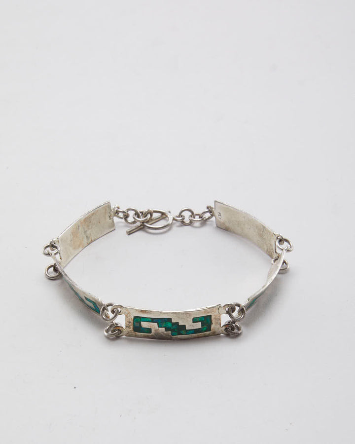 Vintage Aztec Opal Inlay Bracelet
