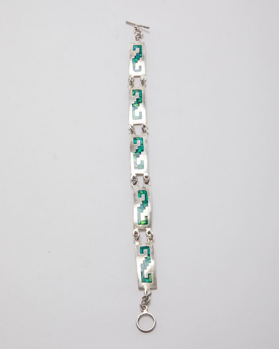 Vintage Aztec Opal Inlay Bracelet