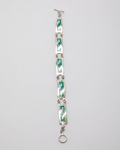 Vintage Aztec Opal Inlay Bracelet