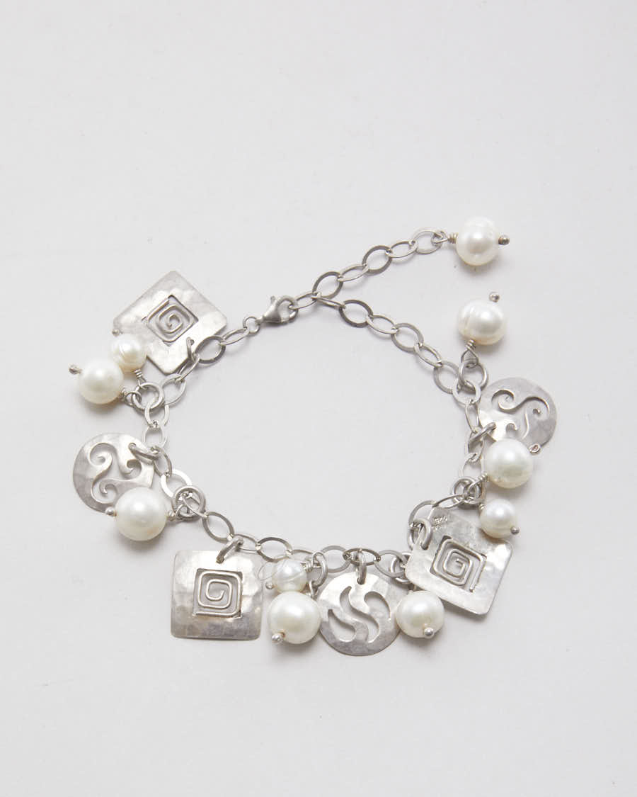 925 Silver Faux Pearl Detail Bracelet