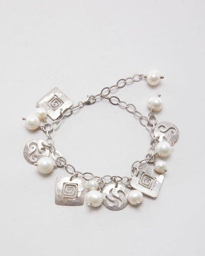 925 Silver Faux Pearl Detail Bracelet