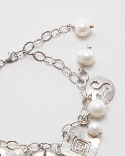 925 Silver Faux Pearl Detail Bracelet