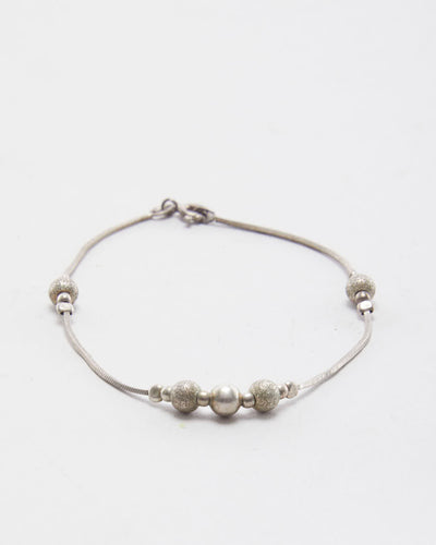 Vintage 925 Silver Beaded Bracelet