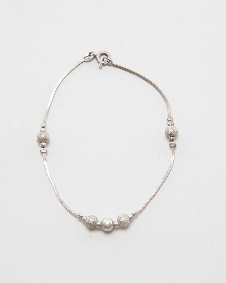 Vintage 925 Silver Beaded Bracelet