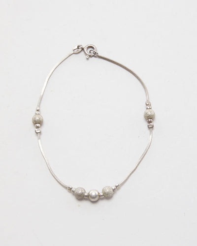 Vintage 925 Silver Beaded Bracelet