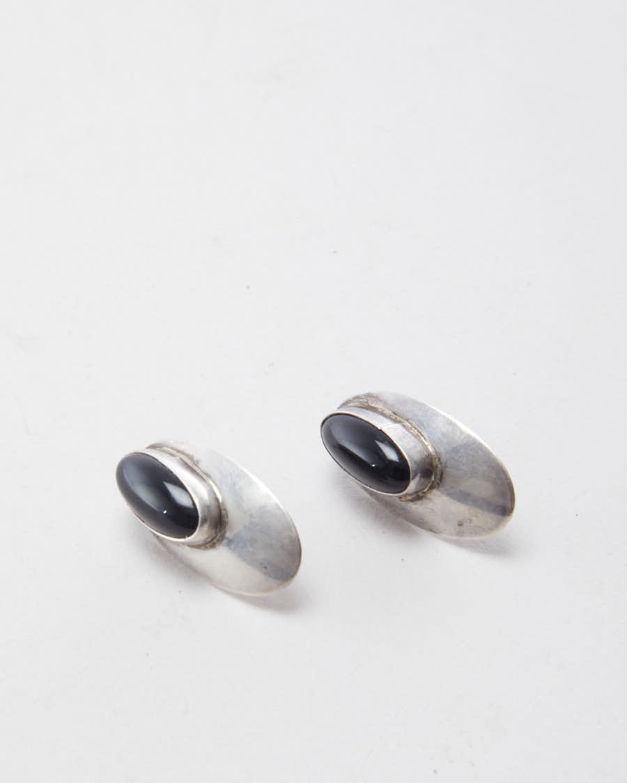 Vintage Sterling Silver Stone Earrings