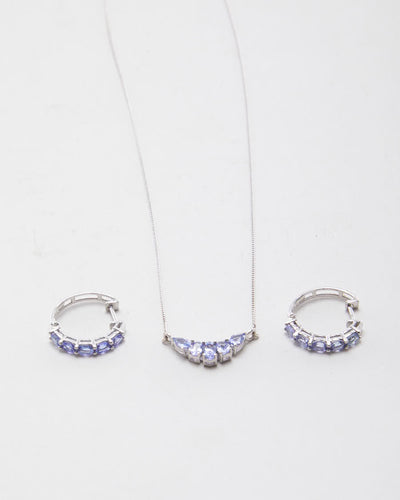 925 Silver Dainty Necklace And Earring Set