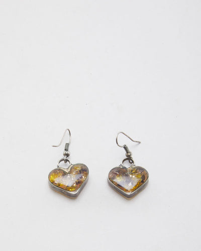 Vintage Amber Heart Earrings