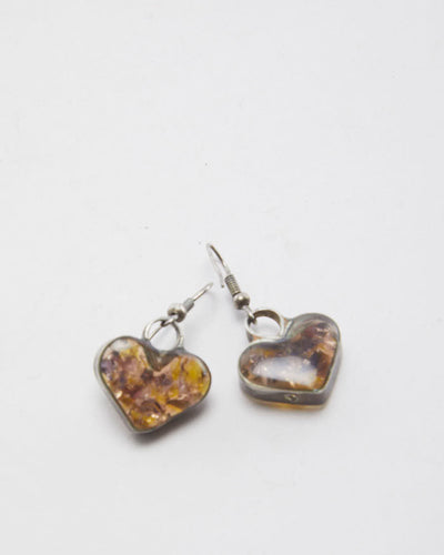 Vintage Amber Heart Earrings