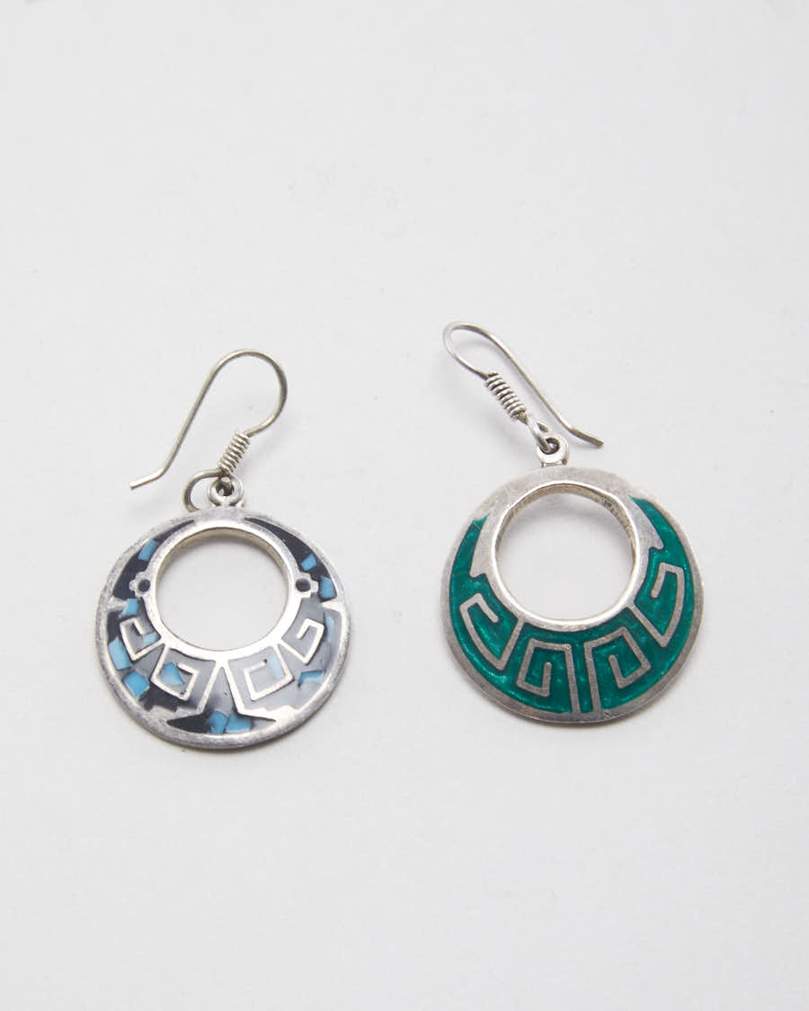 Vintage 925 Silver Aztec Earrings