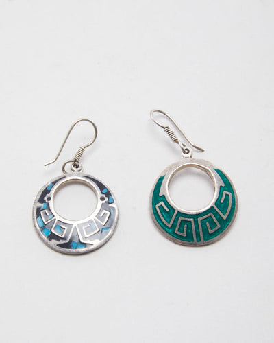 Vintage 925 Silver Aztec Earrings