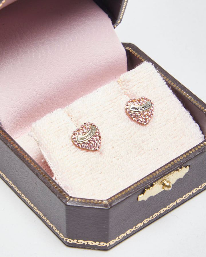 Juicy Couture Rhinestone Heart Earrings