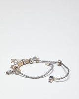 Pandora Silver Woven Leather Wrap Charm Bracelet