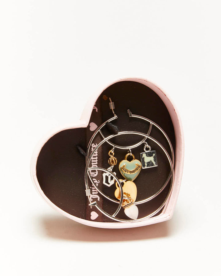 Vintage Y2K Juicy Couture Silver Charm Hoop Earrings