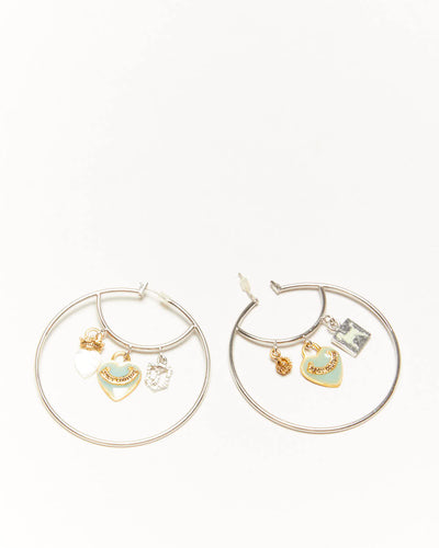 Vintage Y2K Juicy Couture Silver Charm Hoop Earrings