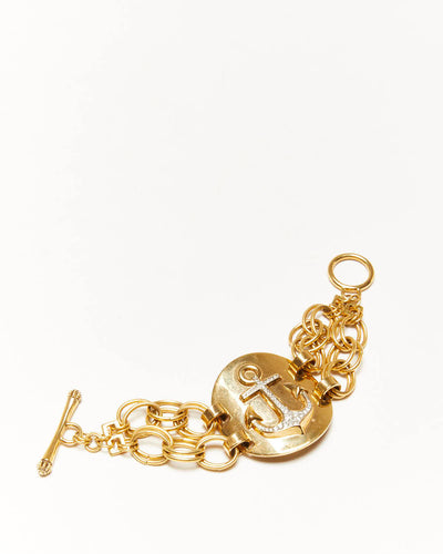 Vintage Y2K Juicy Couture Gold Tone Anchor Chain Link Bracelet