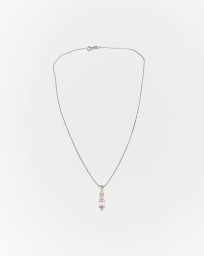 Vintage Y2k 00s Pink Bead Sterling Silver Necklace