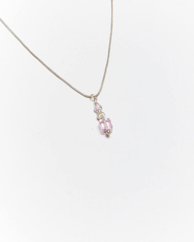 Vintage Y2k 00s Pink Bead Sterling Silver Necklace