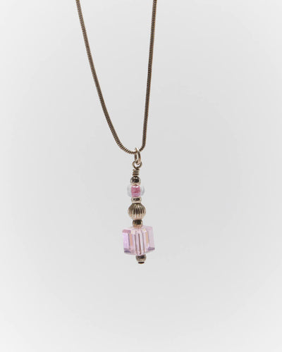 Vintage Y2k 00s Pink Bead Sterling Silver Necklace