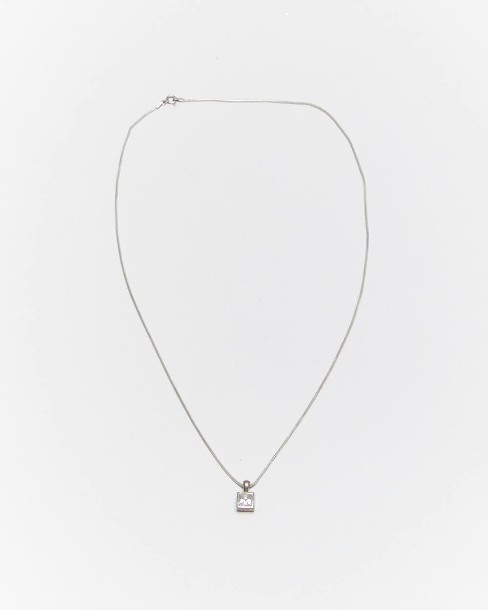 Vintage Crystal Pendant Sterling Silver Necklace