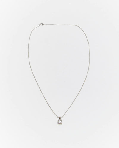 Vintage Crystal Pendant Sterling Silver Necklace