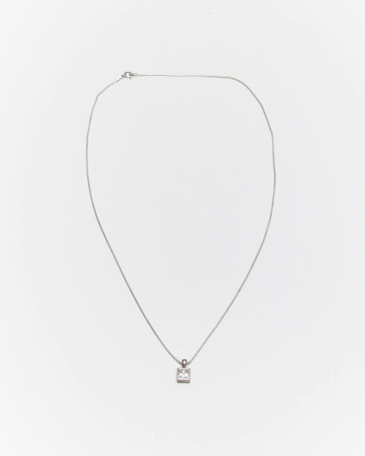 Vintage Crystal Pendant Sterling Silver Necklace