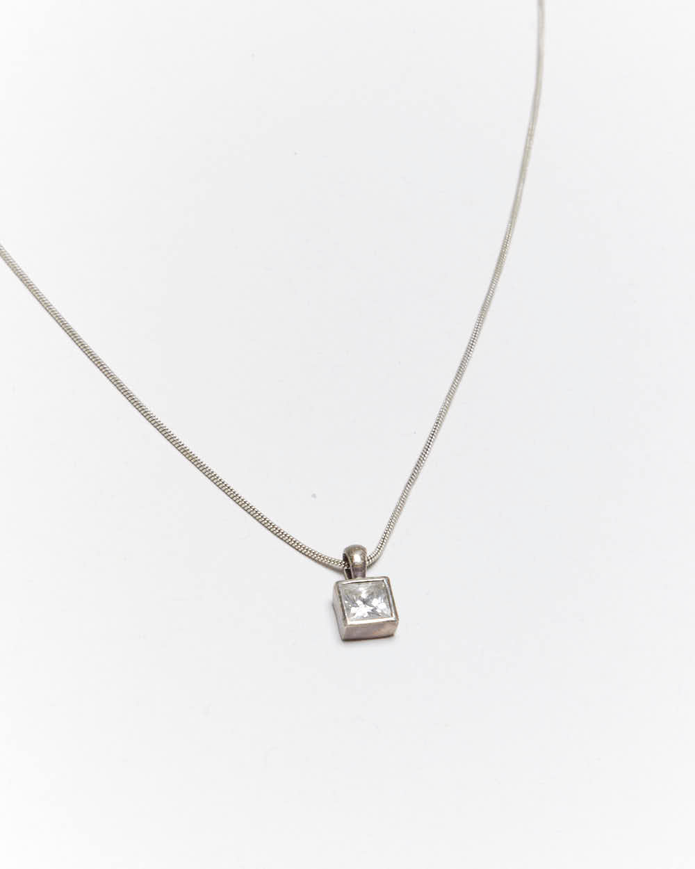 Vintage Crystal Pendant Sterling Silver Necklace