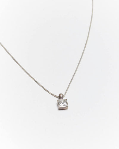 Vintage Crystal Pendant Sterling Silver Necklace