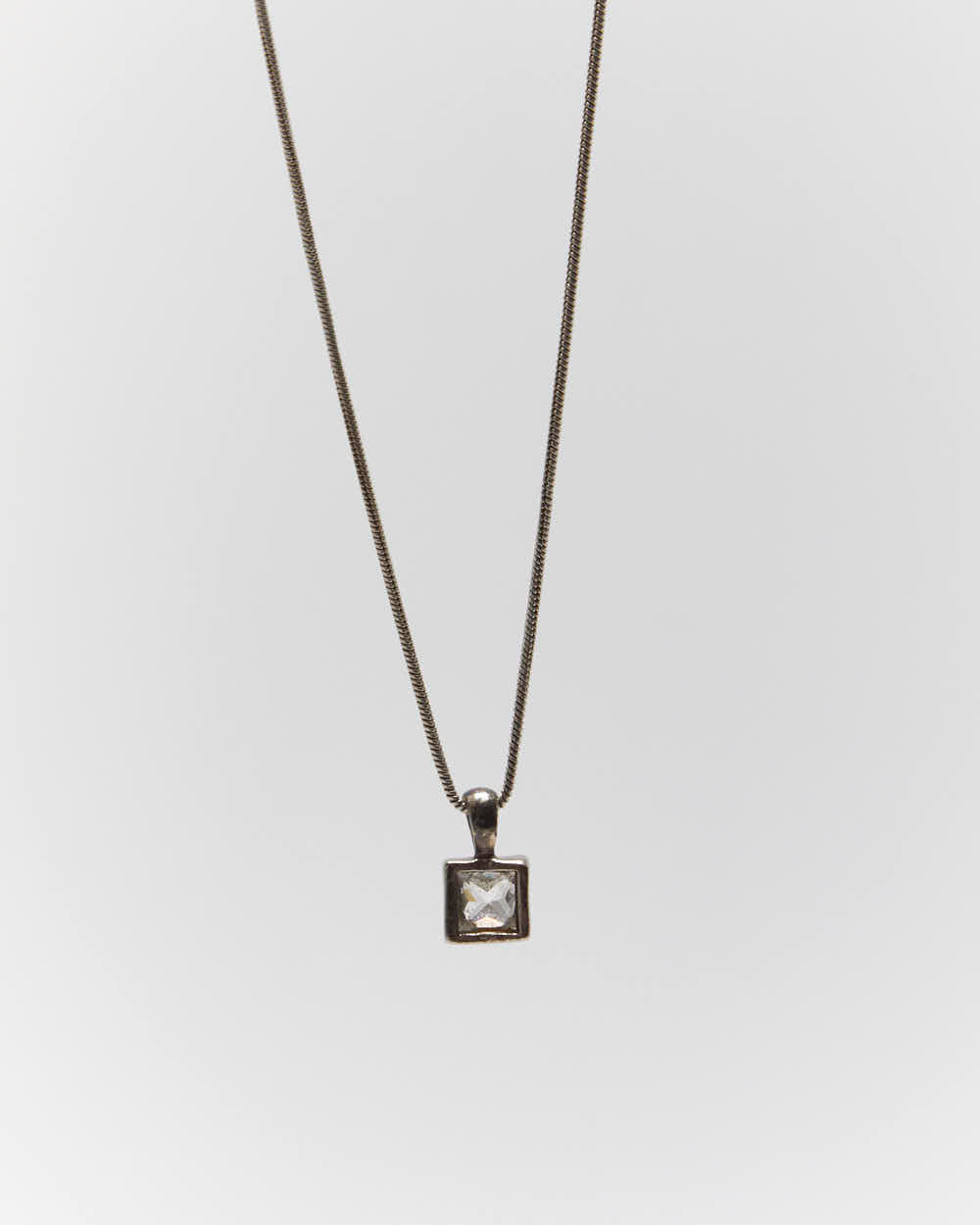 Vintage Crystal Pendant Sterling Silver Necklace