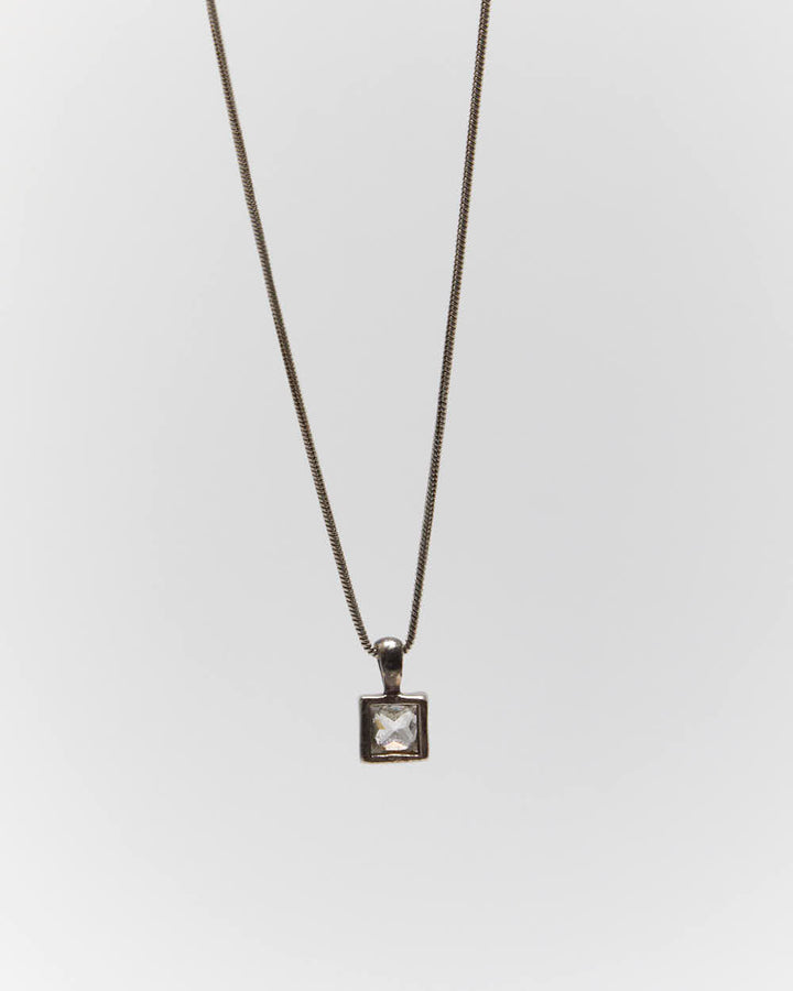 Vintage Crystal Pendant Sterling Silver Necklace