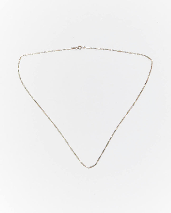 Vintage Bar & Ball Chain Sterling Silver Necklace