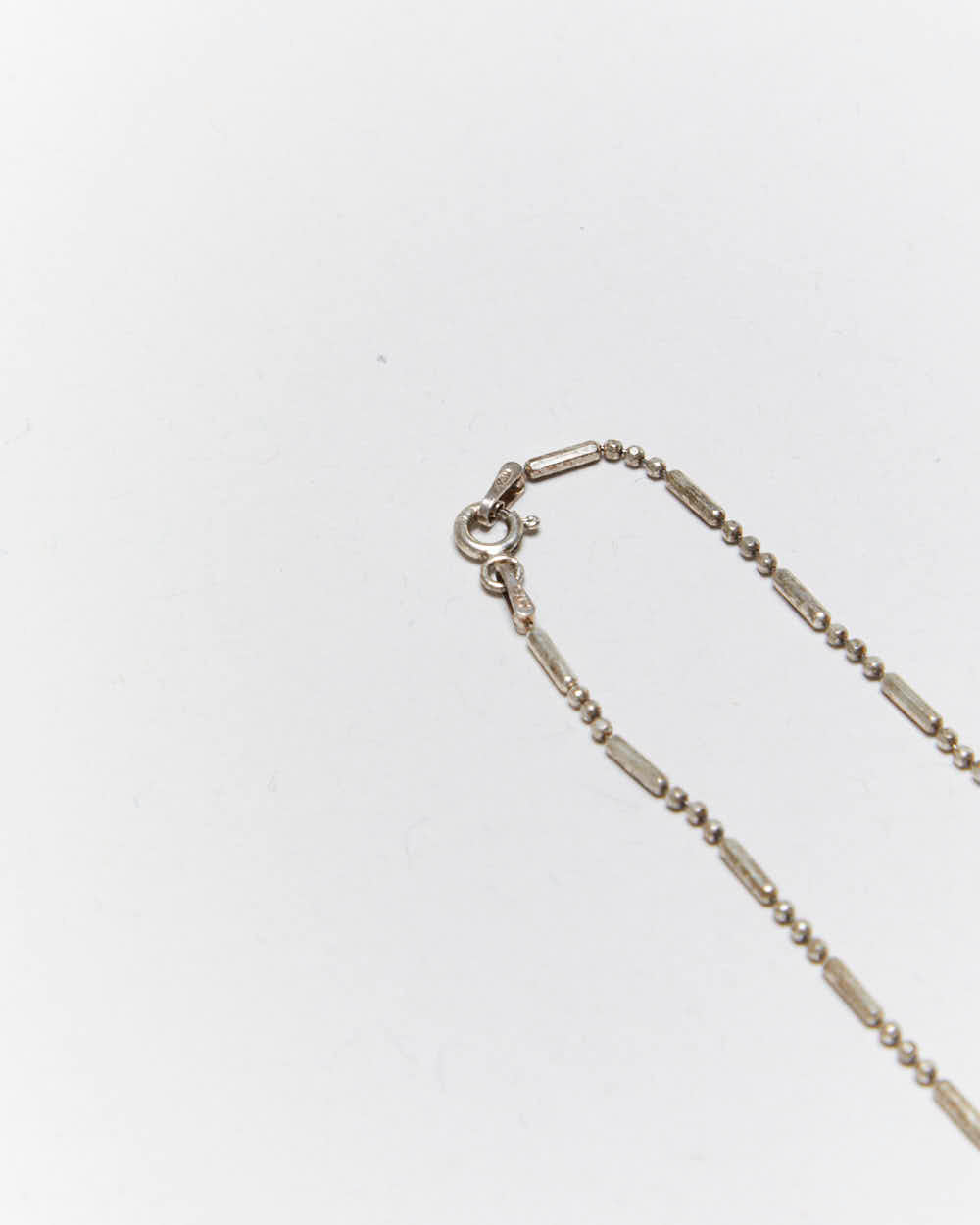 Vintage Bar & Ball Chain Sterling Silver Necklace