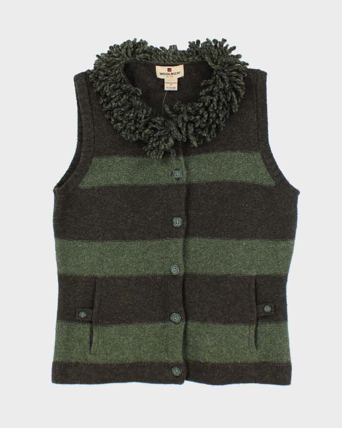 Vintage Woolrich Striped Wool Button-Up Tank Knit - S