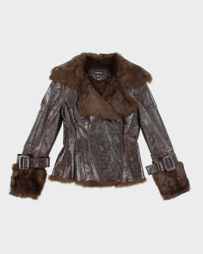 Vintage Y2K Bebe Leather Lined Double Breasted Jacket - S