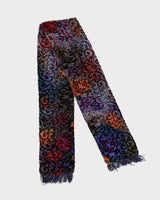 Blue And Purple Patterned Velvet Scarf
