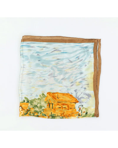 Sea And Landscape Print Silk Scarf
