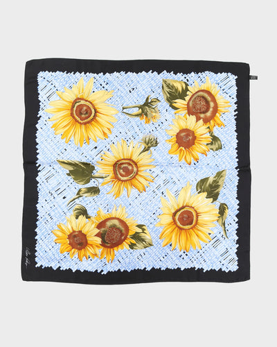 Blue With Sunflowers Print Scarf